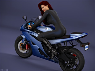 Картинка 3д+графика люди-авто мото+ people-+car+ +moto фон мотоцикл взгляд девушка
