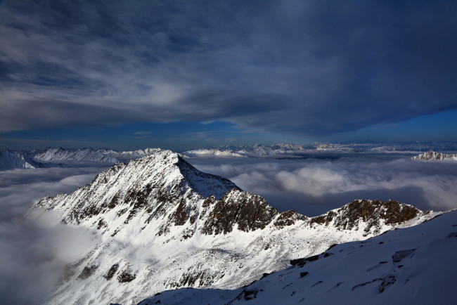 Обои картинки фото природа, горы, снег, облака
