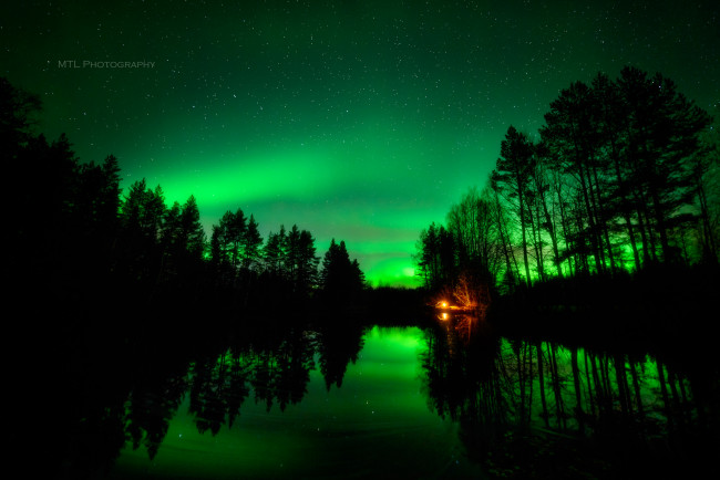 Обои картинки фото природа, северное сияние, ночь, небо