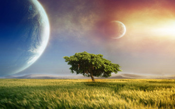 Картинка разное компьютерный+дизайн небо поле дерево планеты