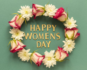 обоя праздничные, международный женский день - 8 марта, венок, цветы, поздравление