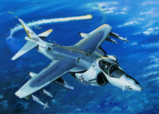 Обои картинки фото авиация, боевые самолёты, великобритания, vlastimil, suchy, av-8b, night, attack, harrier, ii