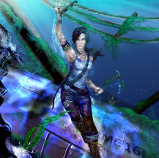 Картинка видео игры tomb raider 2013 обломки самолёт lara croft под водой арт