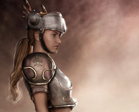 Картинка фэнтези девушки девушка профиль шлем броня