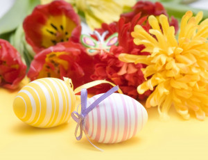 Картинка праздничные пасха яйца крашенки цветы