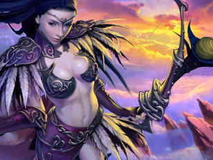 Картинка legends of qin видео игры лук доспехи воительница амазонка девушка