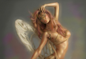 обоя фэнтези, ангелы, девушка, крылья