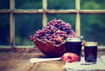 обоя еда, виноград, джем, ягоды