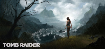 Картинка видео игры tomb raider 2013 арт побережье скалы lara croft море дождь