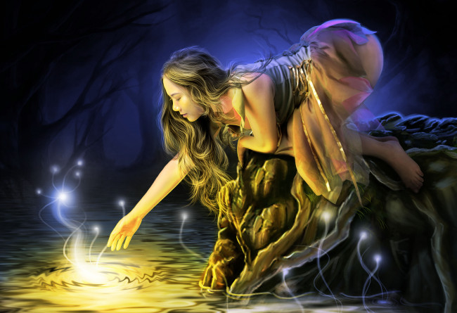 Обои картинки фото фэнтези, девушки, вода, магия