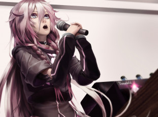 Картинка vocaloid аниме девушка lepus art смотрит в сторону ia вокалоид песня микрофон