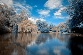 Картинка природа реки озера облака гладь озеро деревья небо