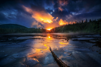 Картинка природа восходы закаты горы отражение лес небо закат озеро