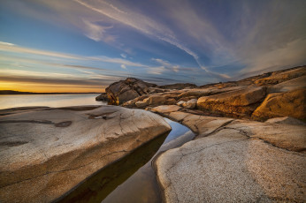 Картинка природа побережье океан скала утро камни рассвет