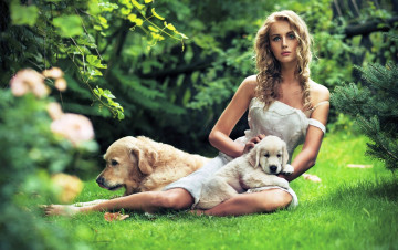 Картинка пейзаж+и+девушка девушки -unsort+ блондинки собаки девушка пейзаж