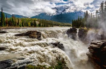 Картинка природа водопады лес водопад река