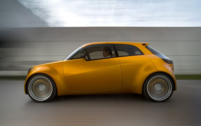 Обои картинки фото mitsubishi ct concept, автомобили, mitsubishi, жёлтый, concept, движение, ct