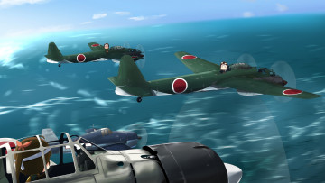 Картинка аниме оружие +техника +технологии самолеты полет