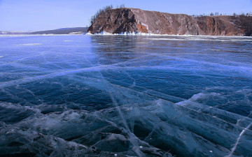 Картинка байкал природа реки озера лёд холод скала камни берег озеро зима снег
