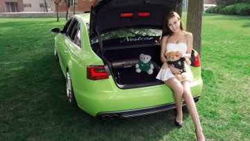 Картинка автомобили -авто+с+девушками брюнетки мишка азиатки девушка audi багажник