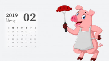 обоя календари, рисованные,  векторная графика, свинья, сосиска, поросенок