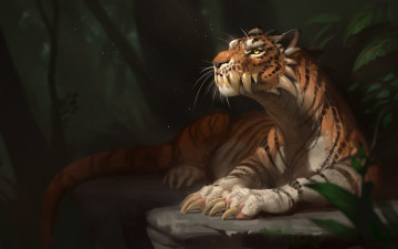Картинка фэнтези существа фон тигр