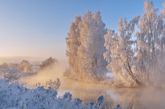 Обои картинки фото природа, зима, снег, река