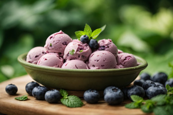 Картинка 3д 3д+графика еда- food ягоды мороженое мята черника