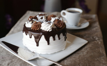 Картинка еда пирожные кексы печенье крем лопатка торт кофе чашка