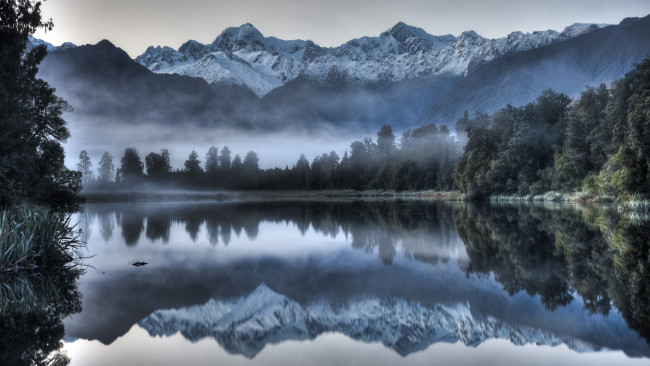 Обои картинки фото природа, реки, озера, деревья, туман, вода