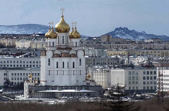 Обои картинки фото города, православные, церкви, монастыри, кафедральный, собор, святой, троицы, магадан