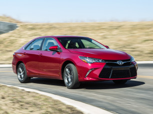 обоя автомобили, toyota, 2015, camry, xse, красный