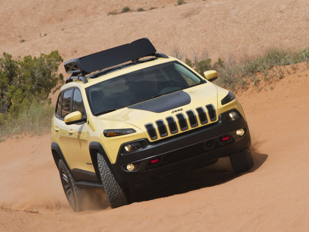 Обои картинки фото автомобили, jeep, cherokee, желтый, kl, concept, dakar