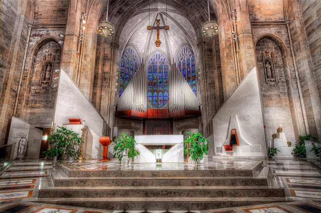 Обои картинки фото cathedral of the most blessed sacrament, интерьер, убранство,  роспись храма, церковь, пространство