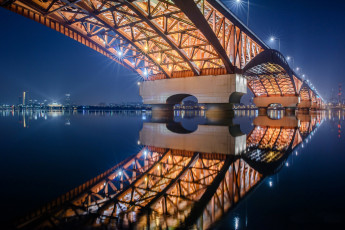 Картинка города -+мосты сеул город корея огни ночь seongsandaegyo мост