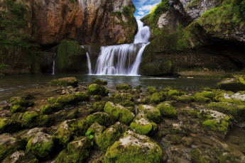 Картинка природа водопады камни водопад парк франция
