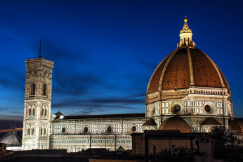 Картинка basilica+di+santa+maria+del+fiore города флоренция+ италия ночь собор купол башня