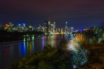 Картинка города мельбурн+ австралия мельбурн дома река ночь огни