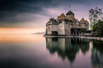 Картинка города замки+швейцарии швейцария замок шильйон женевское озеро