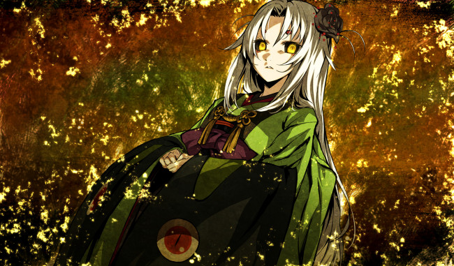 Обои картинки фото аниме, kajiri kamui kagura, мерцание, tenma, tokoyo, g, yuusuke, цветок, роза, украшение, кимоно, девушка