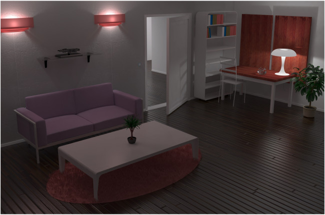 Обои картинки фото 3д графика, реализм , realism, стол, диван, комната, стул, светильник
