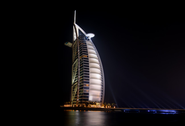 Обои картинки фото burj al arab hotel, города, дубай , оаэ, отель, ночь