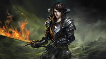 Картинка фэнтези девушки девушка меч огонь