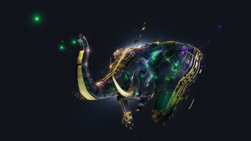 Картинка 3д+графика животные+ animals слон