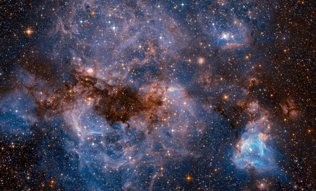 Обои картинки фото космос, галактики, туманности, большое, магелланово, облако, наса, фото, с, хаббл, карликовая, галактика, типа, sbm, звезды, спутник, млечного, пути