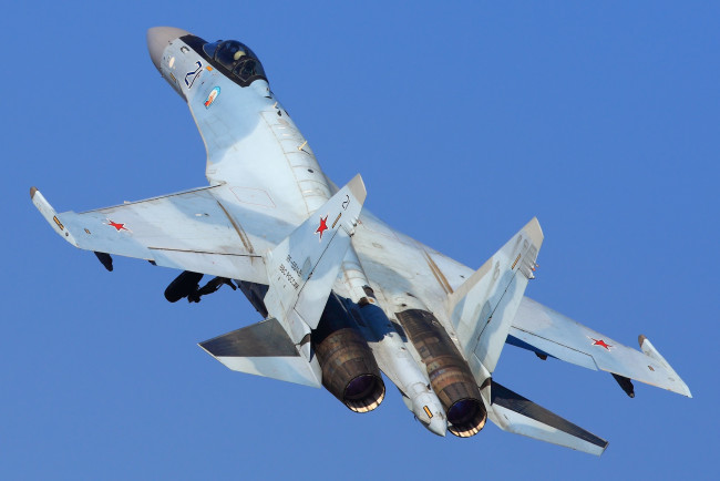 Обои картинки фото авиация, боевые самолёты, взлет, истребитель, су-35с