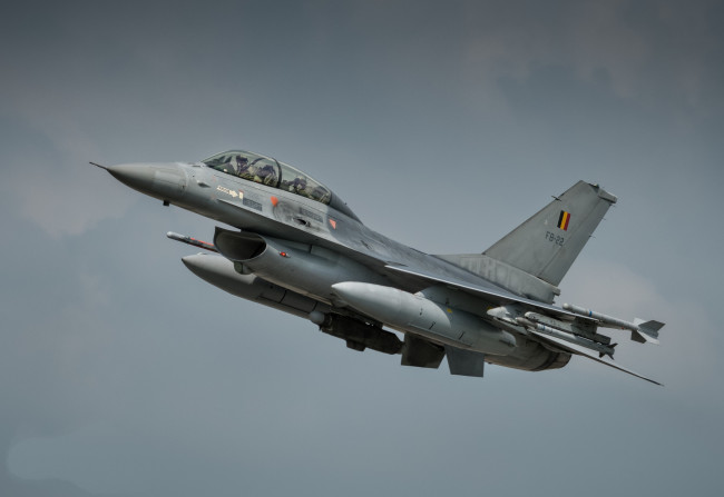 Обои картинки фото f-16bm, авиация, боевые самолёты, ввс