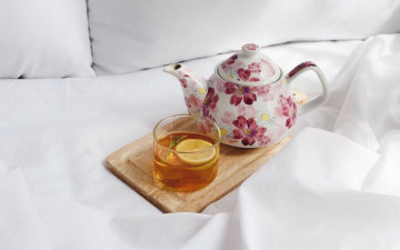 Картинка еда напитки +чай заварник стакан чай лимон
