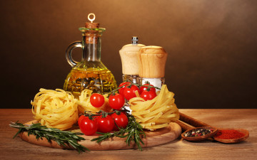 обоя еда, макароны,  макаронные блюда, масло, перец, розмарин, помидоры
