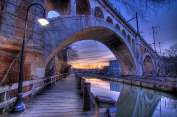 Картинка manayunk canal города мосты филадельфия